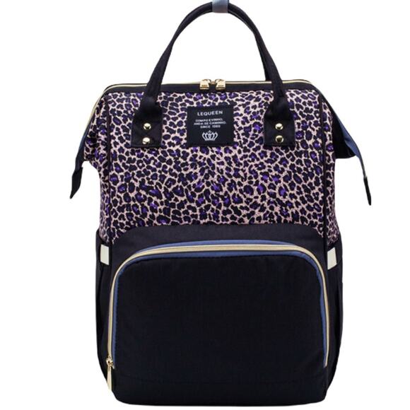Purple Leopard Baby / Mom Backpack - Picture 2 of 9